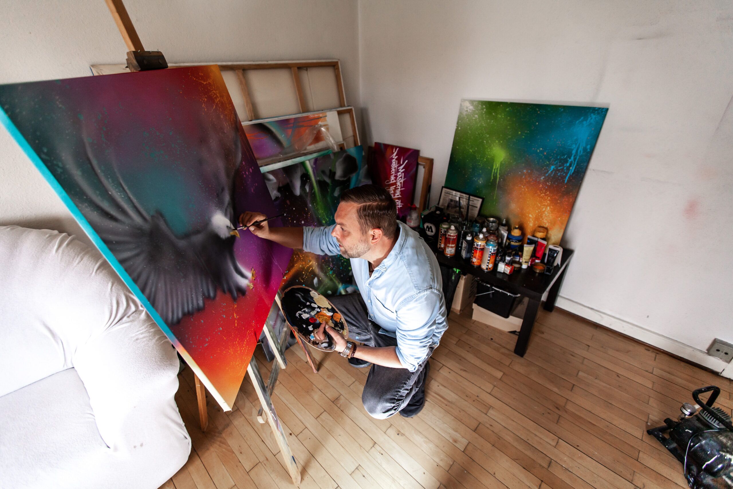 Graffiti kunst på lærred - maleri af ørn